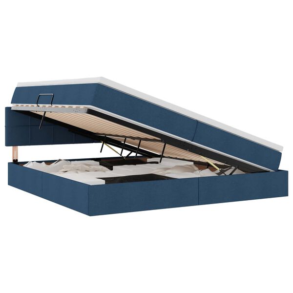 vidaXL Ł&oacute;żko z miejscem na przechowywanie i LED Niebieski 200 x 200 cm