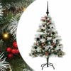 vidaXL Sztuczna choinka Zielono-biały 120 cm PVC, Metal i Plastik