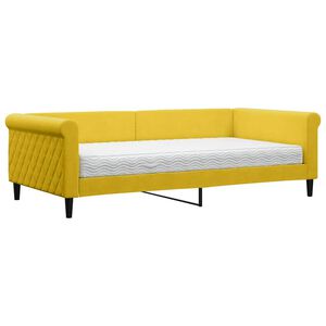 vidaXL Sofa z materacem do spania, ż&oacute;łta, 100x200 cm, aksamit