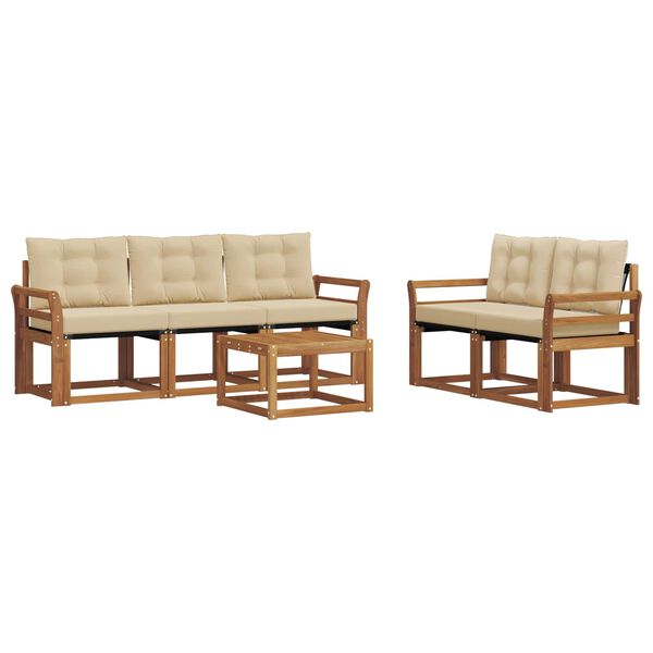 vidaXL Zestaw sof na zewnątrz z poduszką 6 pcs Naturalny i Beżowy