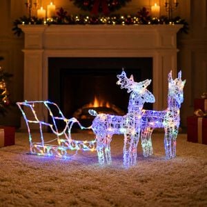vidaXL Świąteczna dekoracja renifery z saniami, 160 diod LED, 130 cm