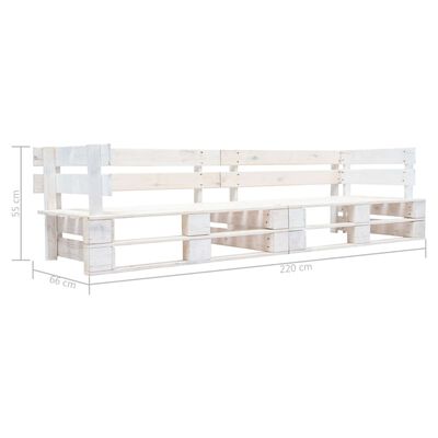 vidaXL Ogrodowa sofa 2-osobowa z palet, biała, drewno