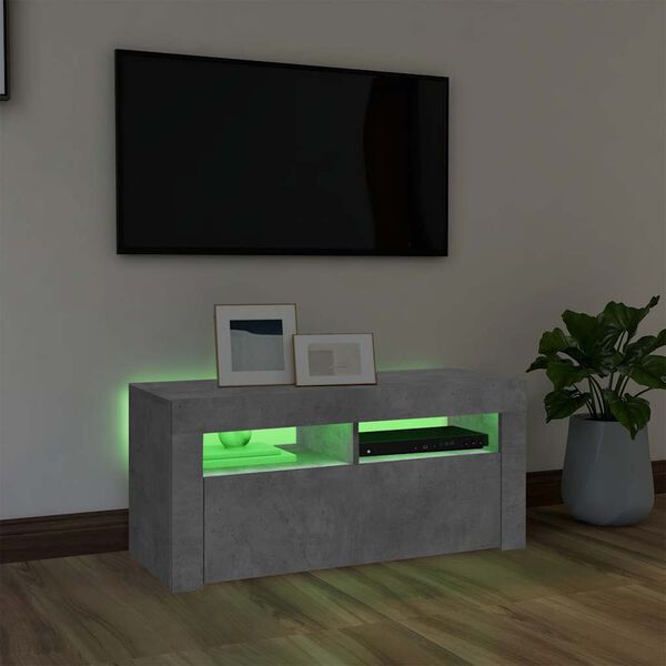 vidaXL Szafka TV z oświetleniem LED, szarość betonu, 90x35x40 cm
