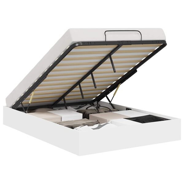 vidaXL Ł&oacute;żko otomanowe Biały 203 x 150 x 25 cm Drewno inżynieryjne