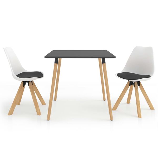 vidaXL 3-częściowy zestaw mebli jadalnianych, czarno-biały