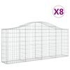 vidaXL Kosze gabionowe, 8 szt, 200x30x80/100 cm, galwanizowane żelazo