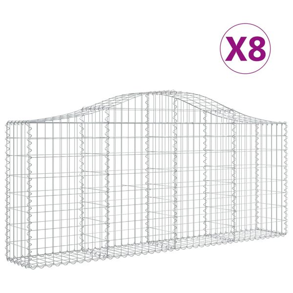 vidaXL Kosze gabionowe, 8 szt, 200x30x80/100 cm, galwanizowane żelazo