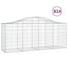 vidaXL Kosze gabionowe, 14 szt, 200x50x80/100 cm, galwanizowane żelazo