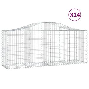 vidaXL Kosze gabionowe, 14 szt, 200x50x80/100 cm, galwanizowane żelazo