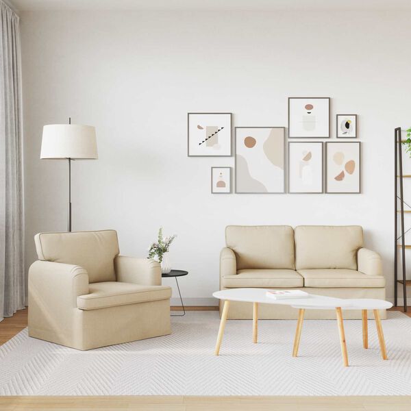 vidaXL Sofa 2 pcs Kremowy 144 x 80 x 85 cm tkanina