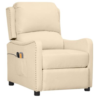 vidaXL Elektryczny fotel masujący, kremowy, tkanina