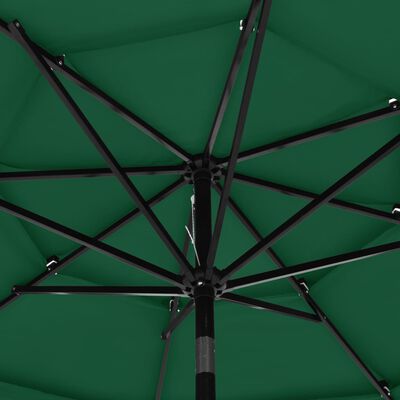 vidaXL 3-poziomowy parasol na aluminiowym słupku, zielony, 3 m