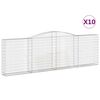 vidaXL Kosze gabionowe, 10 szt, 400x30x120/140cm, galwanizowane żelazo