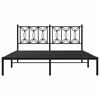vidaXL Metalowa rama ł&oacute;żka z wezgłowiem, czarna, 160x200 cm