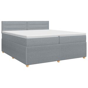 vidaXL Ł&oacute;żko kontynentalne z materacem jasnoszary 200 x 200 cm tkanina