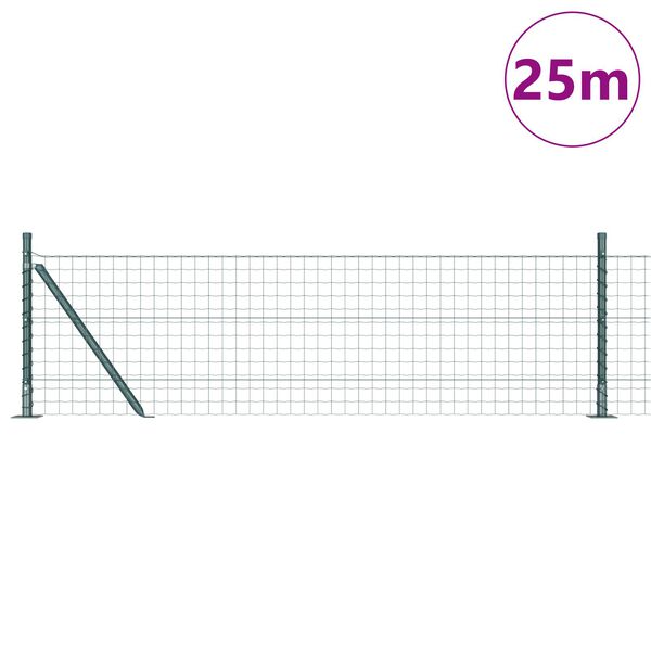 vidaXL Ogrodzenie z słupkiem Zielony 0,4 x 25 m Stal i PVC