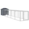 vidaXL Kurnik z wybiegiem, antracytowy, 117x609x123 cm, stal