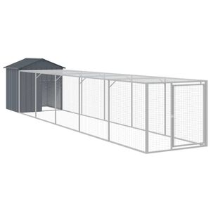 vidaXL Kurnik z wybiegiem, antracytowy, 117x609x123 cm, stal