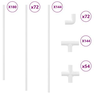 vidaXL Rura PVC 29 pcs Biały PP, PE
