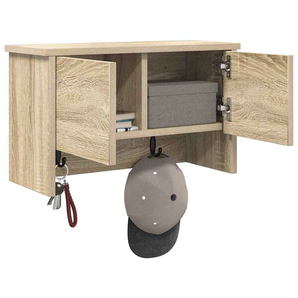 vidaXL Wieszak na płaszcze montowany na ścianie z półką dąb sonoma