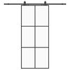 vidaXL Drzwi przesuwne z zestawem okuć czarne 90x205 cm ESG szkło