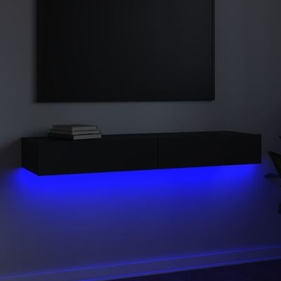 vidaXL Szafka pod TV z oświetleniem LED, czarna, 120x35x15,5 cm
