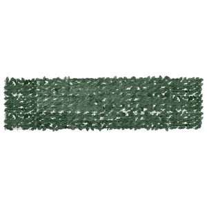 vidaXL Parawan balkonowy, ciemnozielone liście, 300x75 cm