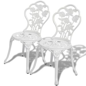 vidaXL Krzesła bistro, 2 szt., odlewane aluminium, białe