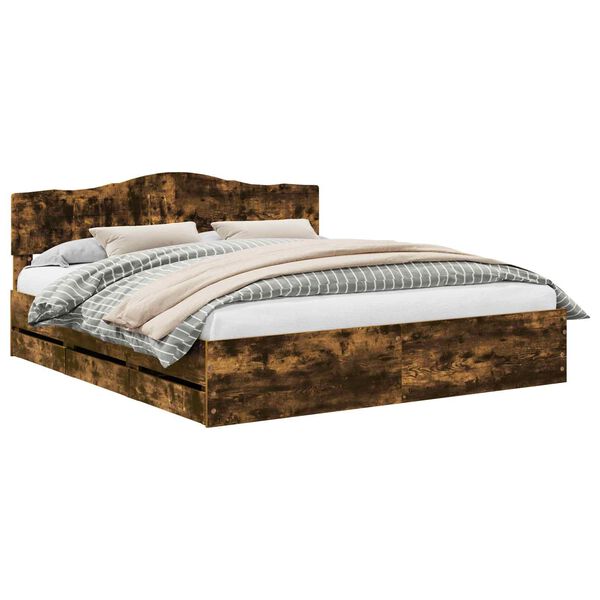 vidaXL Ramka ł&oacute;żka Dąb wędzony 200 x 200 cm Drewno inżynieryjne