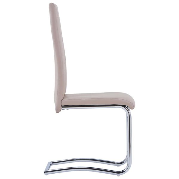 vidaXL Krzesła stołowe, wspornikowe 2 szt., cappuccino, sztuczna sk&oacute;ra