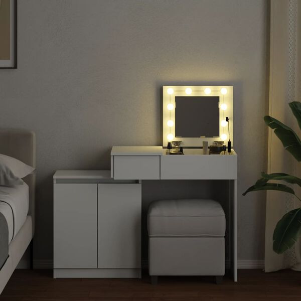 vidaXL Toaletka z oświetleniem LED, biała, 115x37x110,5 cm