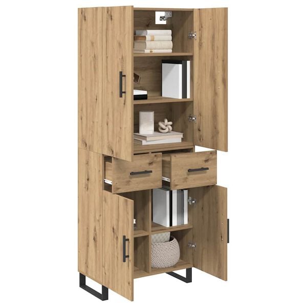 vidaXL Highboard z szufladą 2 pcs Dąb rzemieślniczy 69,5 x 34 x 180 cm