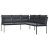 vidaXL Narożna sofa ogrodowa z poduszkami, czarna, stal i textilene