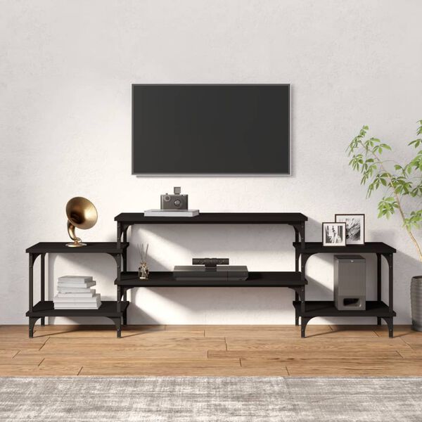 vidaXL Szafka pod TV, czarna, 157x35x52 cm, materiał drewnopochodny