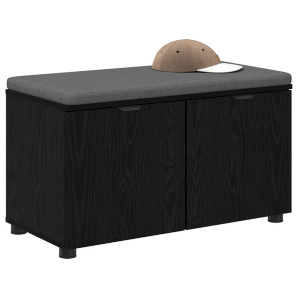 vidaXL Ławka w przedpokoju z poduszką Czarny Dąb 80 x 46 x 46 cm