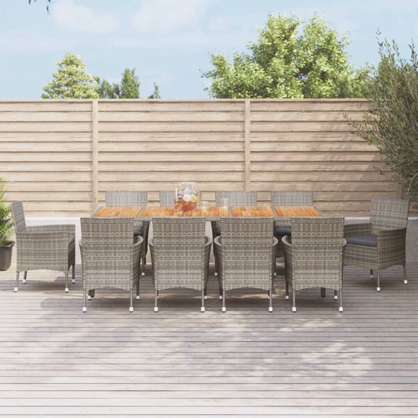 vidaXL 11-cz. zestaw mebli do ogrodu, z poduszkami, szary rattan PE
