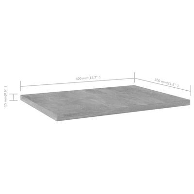 vidaXL Półki na książki, 4 szt., szarość betonu, 40x30x1,5 cm, płyta