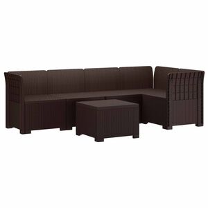 vidaXL 5-osobowa sofa ogrodowa w stylu rattanowym PP brązowy