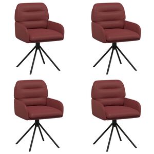 vidaXL Obrotowe krzesła jadalniane 4 pcs Ekosk&oacute;ra Czerwone wino