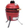 vidaXL Ceramiczny grill kamado z wędzarnią, 2-w-1, 56 cm, czerwony