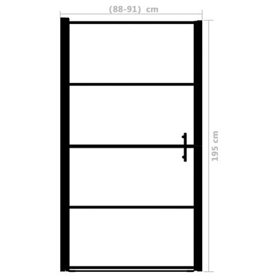 vidaXL Drzwi prysznicowe, hartowane szkło mrożone, 91x195 cm, czarne