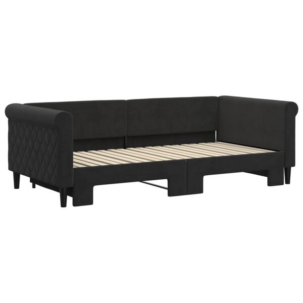 vidaXL Sofa rozsuwana, czarna, 90x190 cm, aksamit