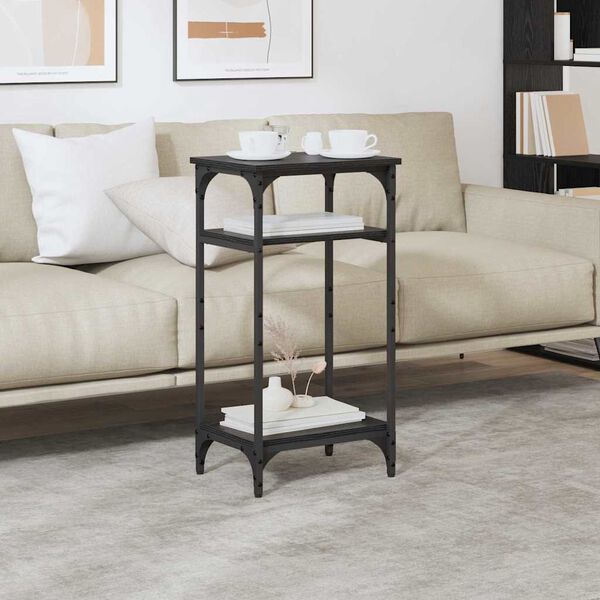 vidaXL Stolik boczny z p&oacute;łką Czarny Dąb 40 x 30 x 75 cm