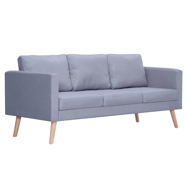 vidaXL Sofa 3-osobowa, materiałowa, jasnoszara