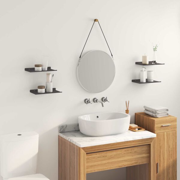 vidaXL P&oacute;łka wisząca 4 pcs Czarny 30 x 18 x 2,5 cm Stal