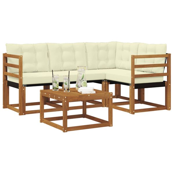 vidaXL Zestaw sof na zewnątrz z poduszką 5 pcs Naturalny i Kremowy