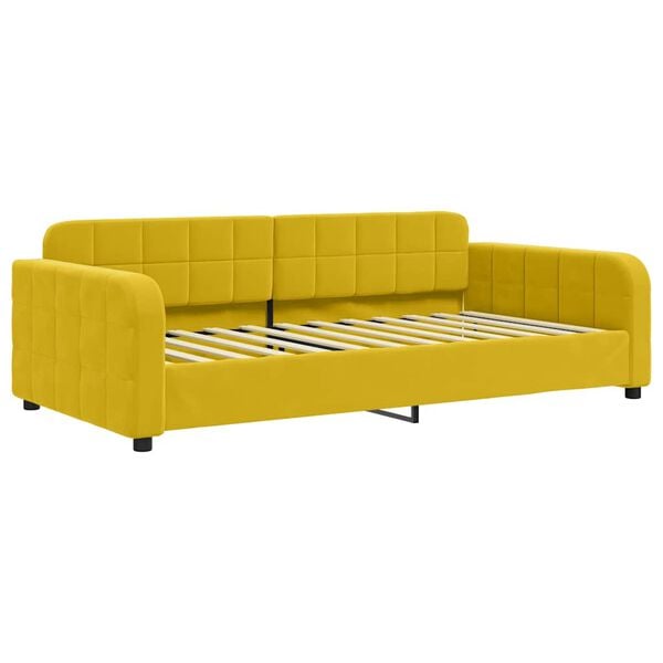 vidaXL Sofa rozsuwana z szufladami, ż&oacute;łta, 100x200 cm, aksamit