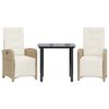 vidaXL 3-cz. zestaw mebli bistro z poduszkami, beżowy, polirattan