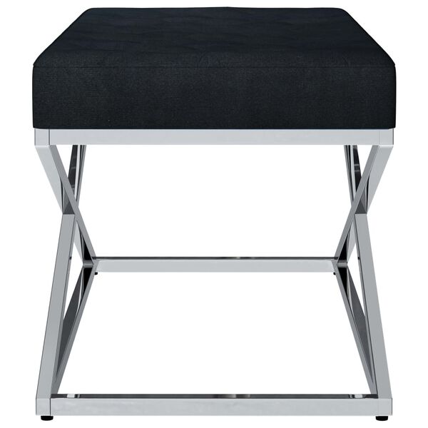 vidaXL Ławka, 97 cm, czarna, aksamitna tkanina i stal nierdzewna