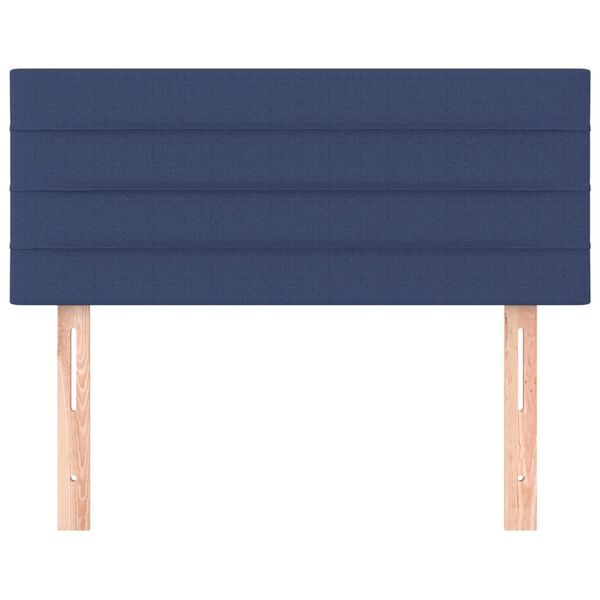 vidaXL Zagł&oacute;wek do ł&oacute;żka, niebieski, 100x5x78/88 cm, tkanina